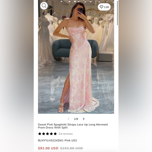 Elegant Pink Evening Gown - Picture 1 of 3